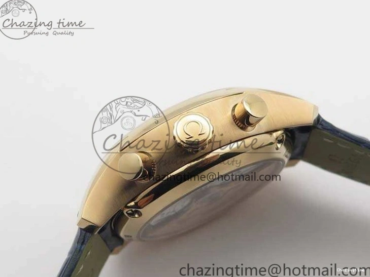 1230 QuickDry De Ville Chronograph RG OMF 1:1 Best Edition Blue Dial On Blue Leather Strap A 8107